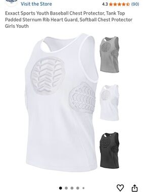 Youth Padded Chest Protector Tank Top - White by